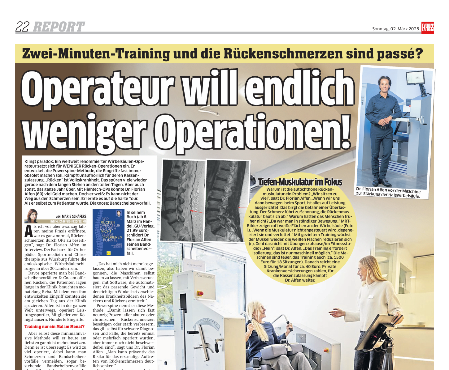Vorschau Zeitungsbericht "Operateur will endlich weniger Operationen"